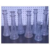 7 pressed glass bud vases - Etched glass bud vase