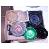 Mid Century glass ashtray - Vintage green glass