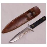 Fixed blade sheath knive w/ brass rivots and