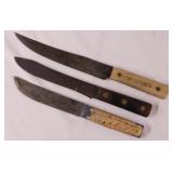 3 vintage butchering knives: Ontario Knife Co.