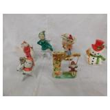 Four China Christmas Pixie Figures - Lefton