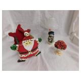 Santa card holder - pointsettia figurine -