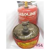 Gasoline cans: 5.25 gallon - 2.5 gallon Edward can