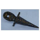 Antique sickle bar mower guard folk art painted -
