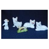 7 tiny cat & dog figurines, tallest is 2"