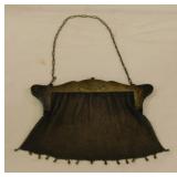 Antique sterling silver frame mesh chain purse