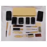 21 vintage celluloid pieces: Glove box - 6 soap