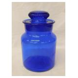Vintage cobalt glass: Canister w/ ground lid,