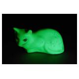 Vintage Uranium glazed ceramic cat figurine,