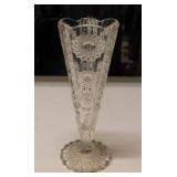 Antique brilliant cut starburst glass trumpet bud