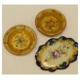 Antique hand painted porcelain oval trinket tray -