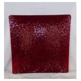 Mid Century Royal Ruby Red pebble glass tray, 14"
