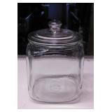 Antique square glass apothecary jar w/ lid,