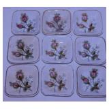 16 antique butter pats: 9 Moss Rose Alfred Meakin