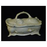 Antique Jennings Bros. jewelry casket w/ ice blue