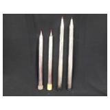 4 Mid Century mercury glass red flame taper