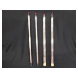 4 Mid Century mercury glass red flame taper