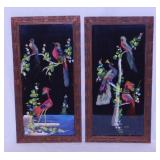 Vintage Mexico feather bird art in carved wood