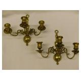 Pair of brass Georgian style candelabras,