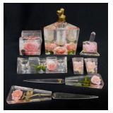 8 Mid Century lucite pieces: Perfume atomizer -