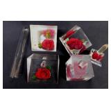 5 Mid Century lucite pieces: Paperweight -