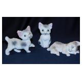 3 vintage Japan textured cat kitten figurines