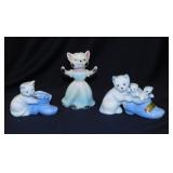 3 vintage cat & kitten figurines, 1 Occupied Japan