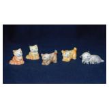 5 antique Hubley cast iron cat paperweights