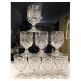 8 antique Adams Glass Palace moon & Star goblets,