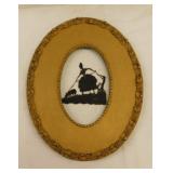 Antique wooden oval frame, 9.5" x 7.5" - Glass