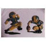 Two 1976 Homco metal football wall plaques