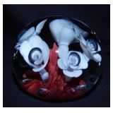 Large Joe St. Clair floral glass paperweight,
