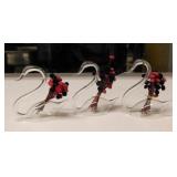 3 blown glass swans, 4" tall
