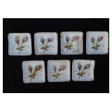 7 antique Moss Rose porcelain individual