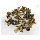 Box brass doll house goblets, vessels, candle