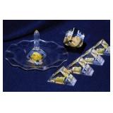 6 Mid Century lucite pieces: 4 card holders -