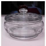 Rare antique wheel cut glass biscuit box jar with