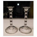 Pair of art deco bubble glass candlesticks, 8"