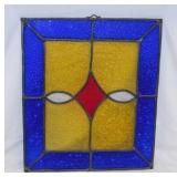 Stained glass window sun catcher panel, 13" x 15"
