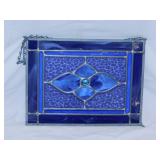 Stained glass window sun catcher panel, 11" x 8"