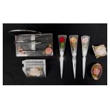 7 Mid Century lucite pieces: 3 letter openers -