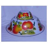 2 vintage Mexico enamelware bowls: 15.5" and 6.5"