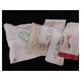 Vintage tablecloth w/ cat embroidery - 4 vintage