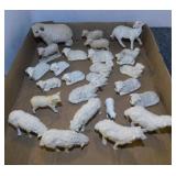 26 vintage sheep lamb figurines, tallest is 2.25"