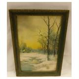 Vintage Winter landscape print by Robert Wood,