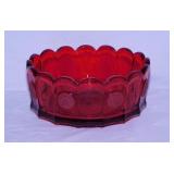 Ruby red cadmium coin glass open candy dish,