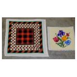 2 hand stitched needlepoint pieces: