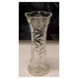 Antique wheel cut crystal vase, 12" tall