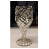 Antique heavy crystal tulip vase, 9.5" tall