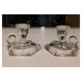 Small glass candlesticks - Glass candelabra, 4.5"